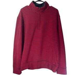 Nautica Red & Navy Striped Quarter-Zip Pullover Sweatshirt G